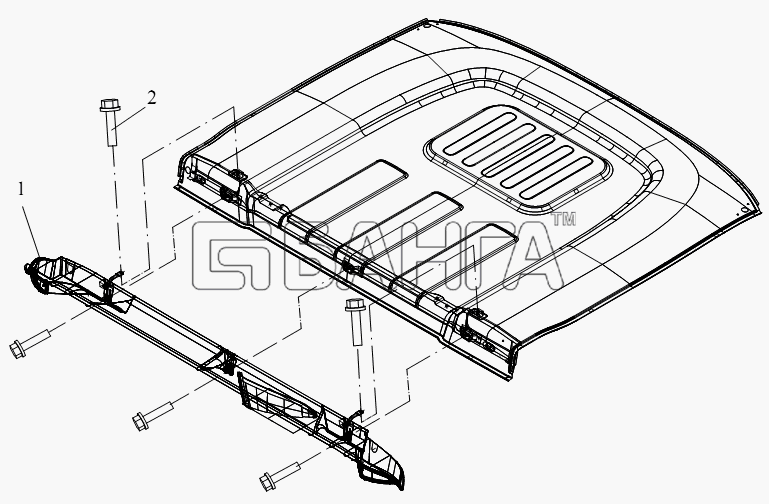 FAW CA-4250 (P66K2T1A1EX) Схема Обтекатель задней обшивки (плоская