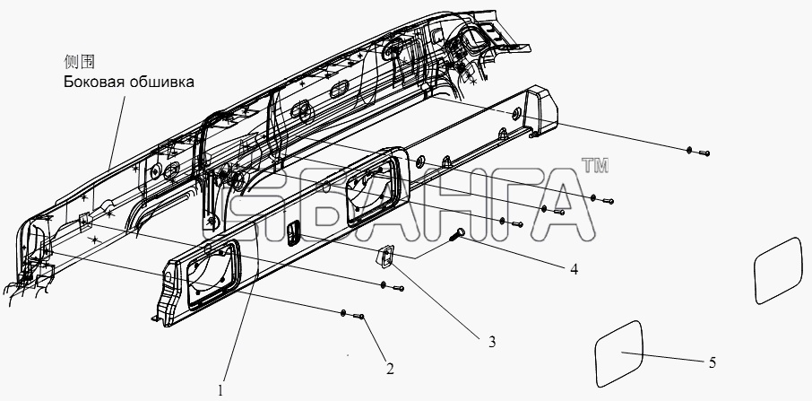 FAW CA-4250 (P66K2T1A1EX) Схема Блок облицовки крышки (II плоская