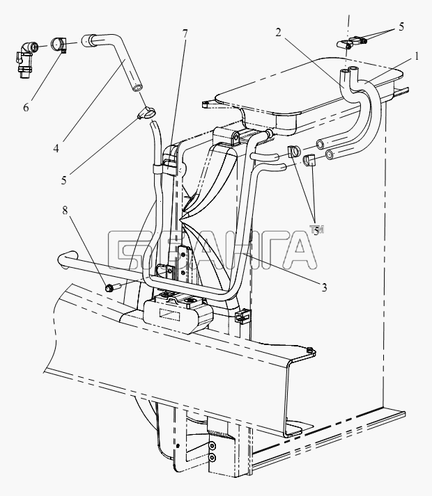 FAW CA-4250 (P66K2T1A1EX) Схема Трубопровод отопления-111 banga.ua