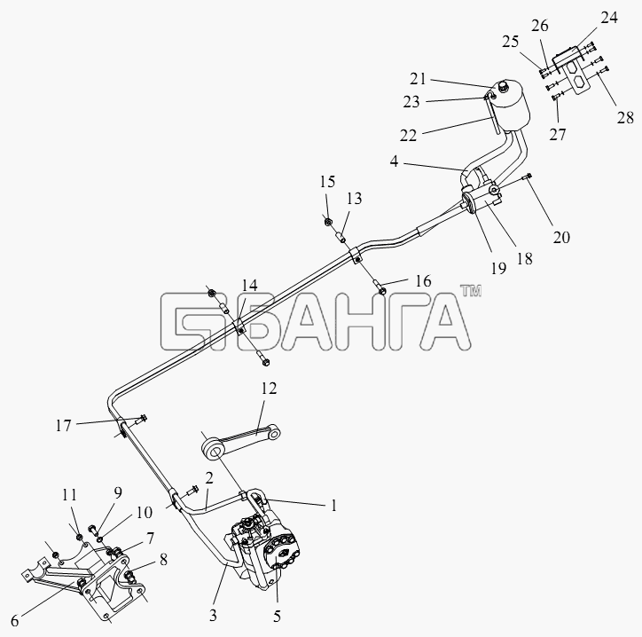 FAW CA-4250 (P66K2T1A1EX) Схема Силовая рулевая магистраль-198