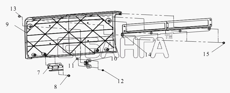 FAW CA-4250 (P66K2T1A1EX) Схема Передний бампер (II)-4 banga.ua