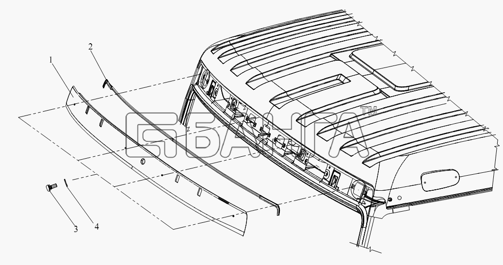 FAW CA-3252 (P2K2BT1A) Схема Верхняя отделочная плита переднего