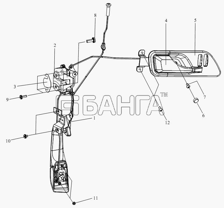 FAW CA-3252 (P2K2BT1A) Схема Замковый механизм двери-36 banga.ua
