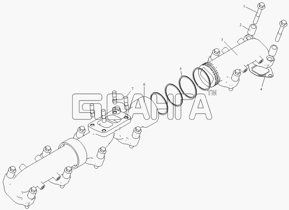 FAW CA-3252 (P2K2BT1A) Схема Выпускной трубопровод-78 banga.ua