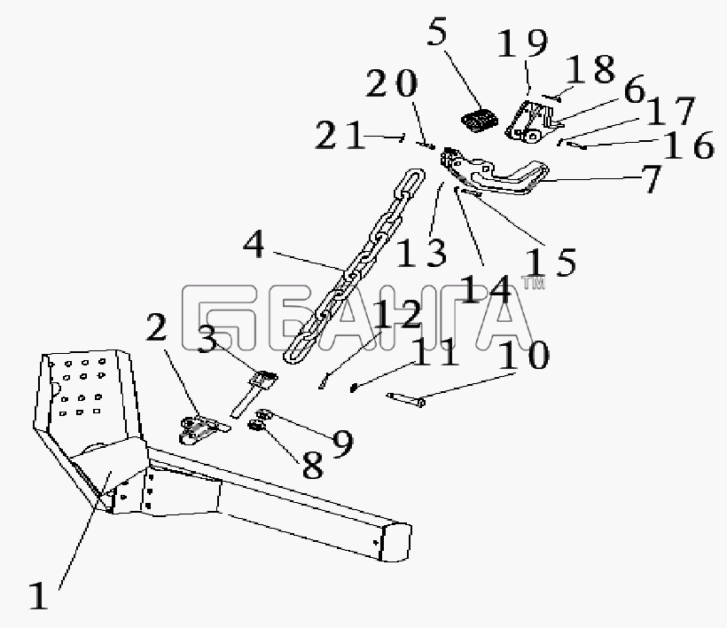 FAW CA-3252 (P2K2BT1A) Схема Крепежный механизм в сборе-62 banga.ua