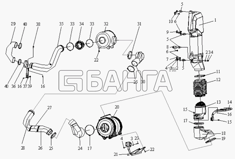 FAW CA-3252 (P2K2BT1A) Схема Воздушный фильтр-91 banga.ua