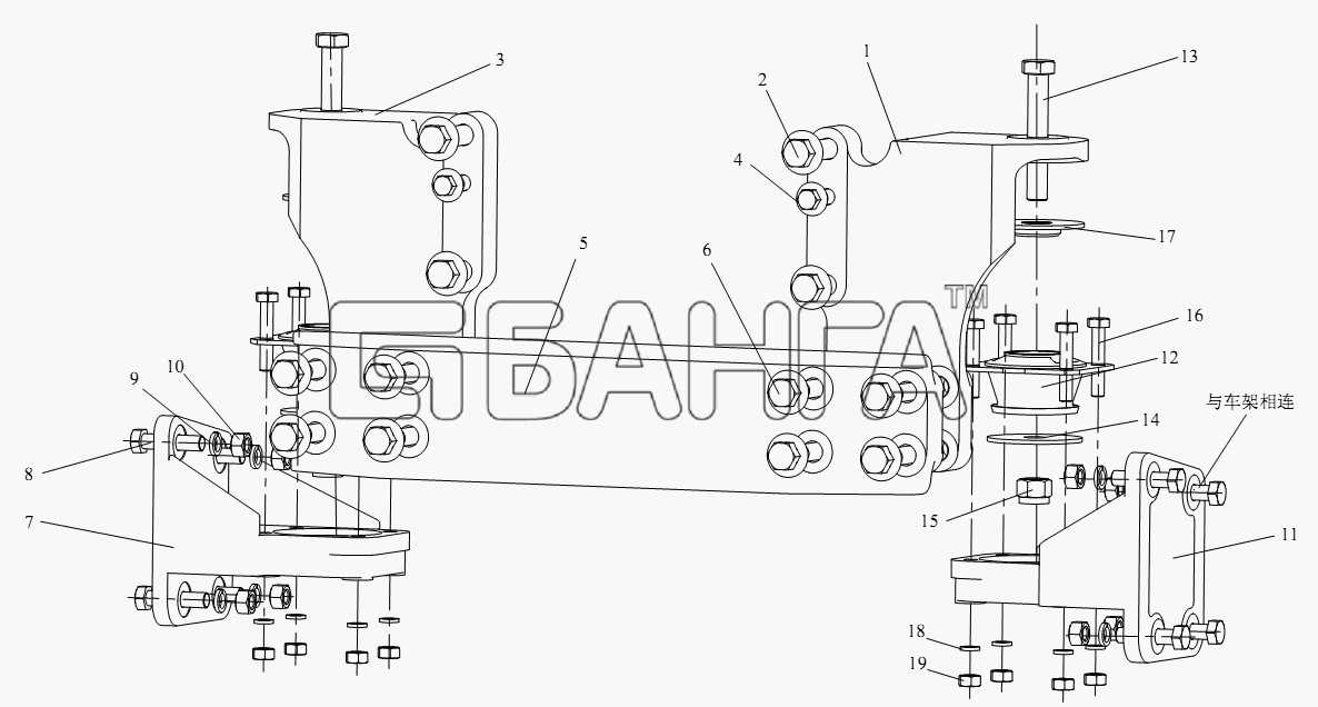 FAW CA-3252 (P2K2BT1A) Схема Передняя подвеска двигателя-68 banga.ua