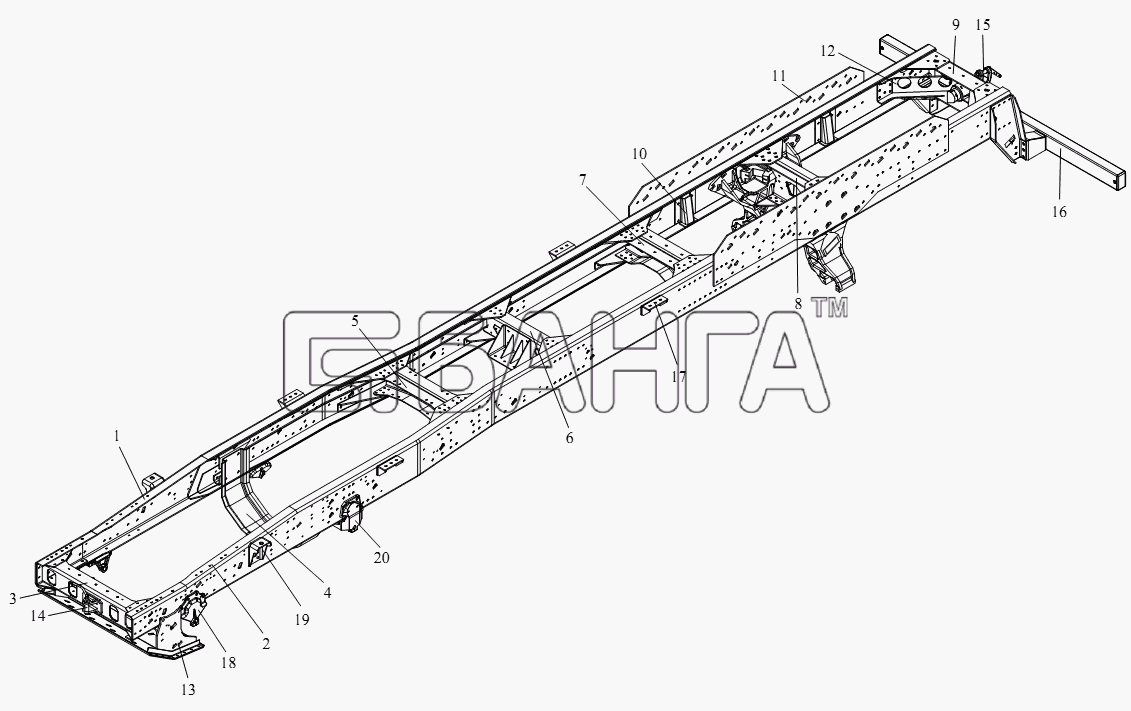 FAW CA-3252 (P2K2BT1A) Схема Рама-136 banga.ua