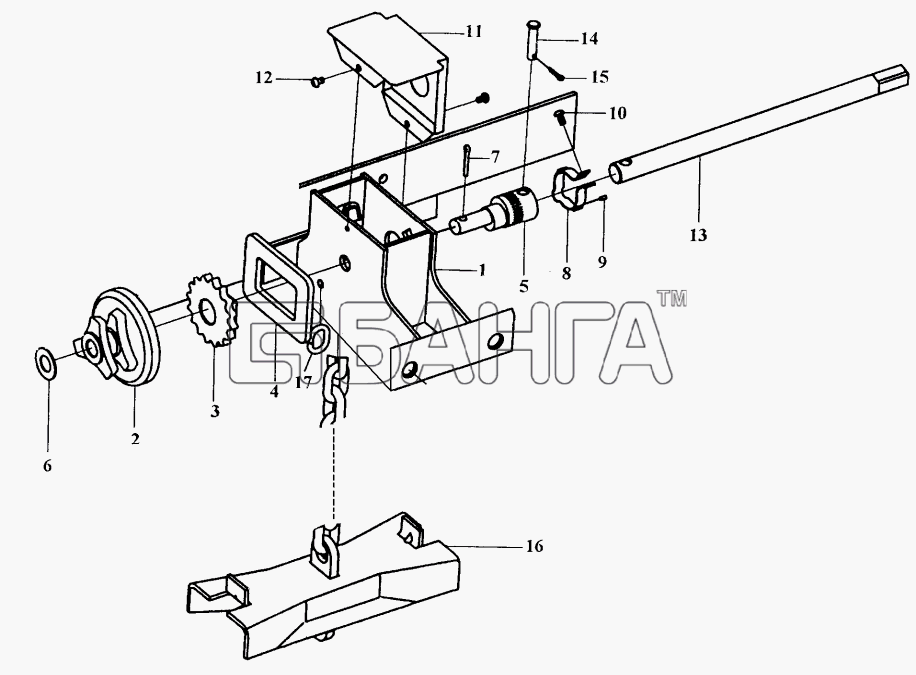 FAW CA-3252 (P2K2BT1A) Схема Подъемник запасного колеса-144 banga.ua