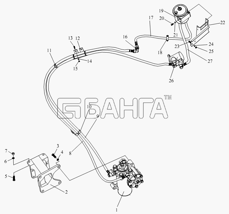 FAW CA-3252 (P2K2BT1A) Схема Силовая рулевая магистраль-149 banga.ua