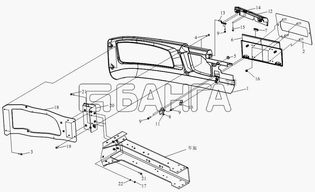 FAW CA-3252 (P2K2BT1A) Схема Передний бампер-3 banga.ua
