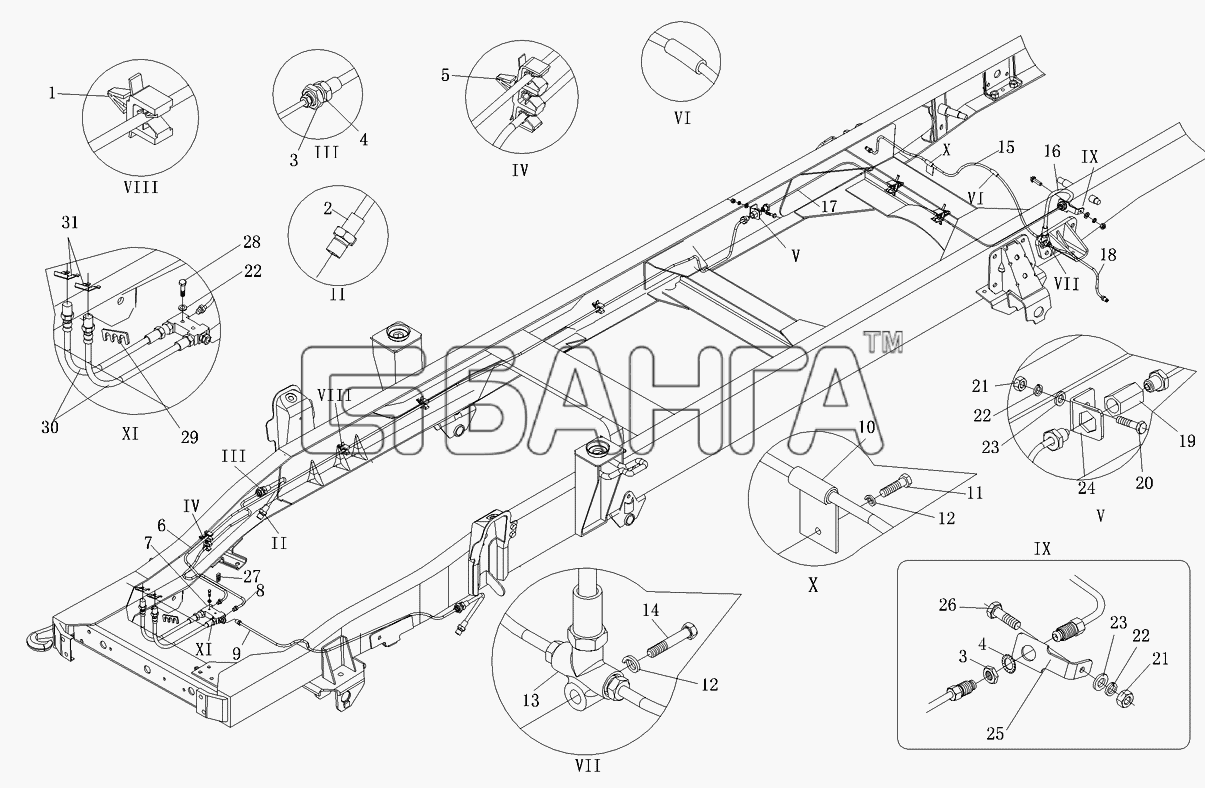 Foton Foton-BJ1039 Схема Трубопроводы тормозной системы-77 banga.ua