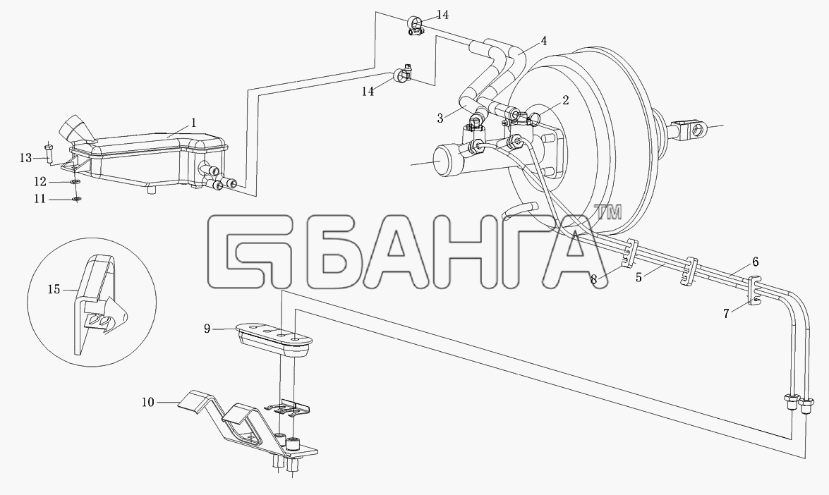 Foton Foton-BJ1039 Схема Трубопроводы тормозной системы-80 banga.ua