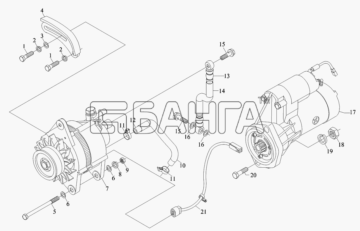 Foton Foton-BJ1039 Схема Генератор и стартер-92 banga.ua