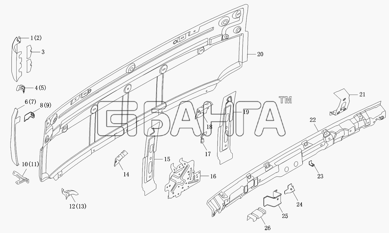 Foton Foton-BJ1049 Схема Панель передняя-137 banga.ua