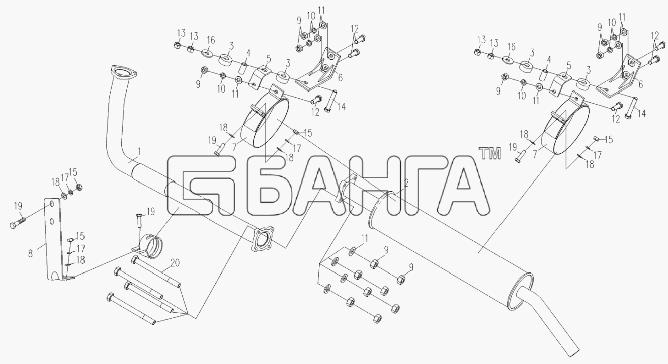 Foton Foton-BJ1049 Схема Система выпуска газов-36 banga.ua