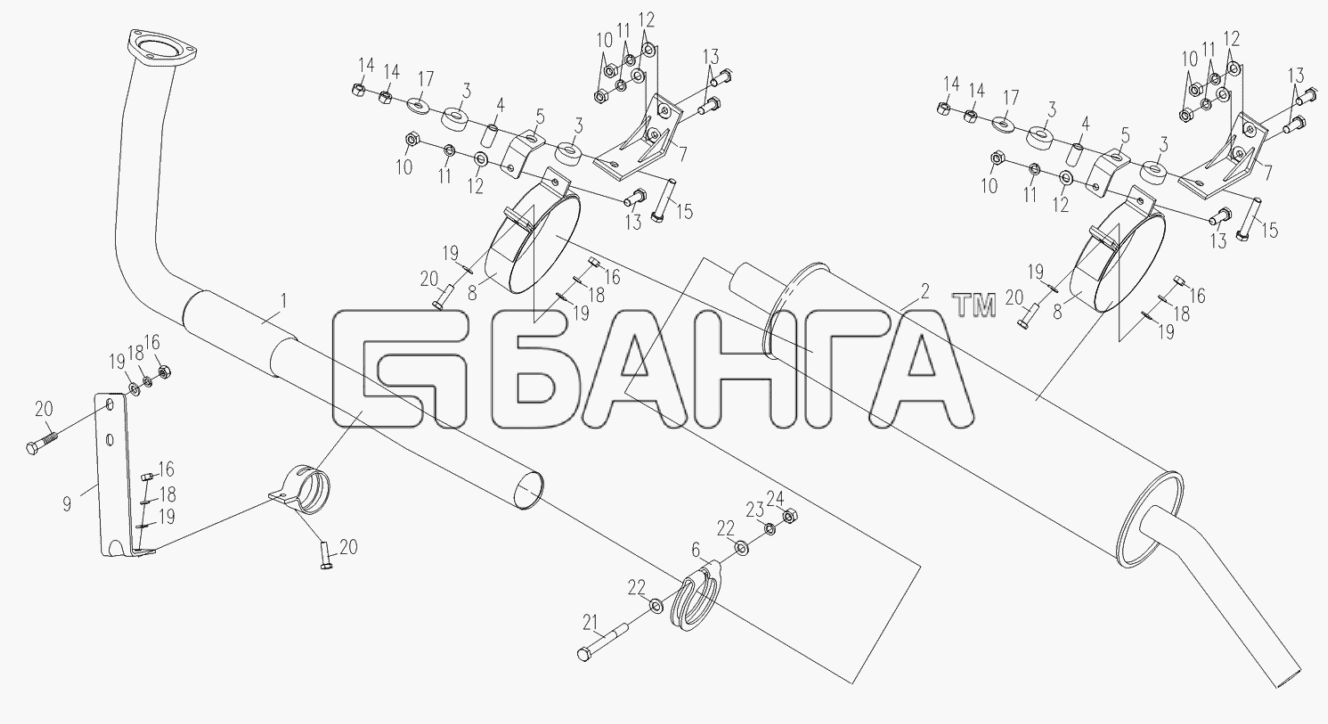 Foton Foton-BJ1049 Схема Система выпуска газов-37 banga.ua