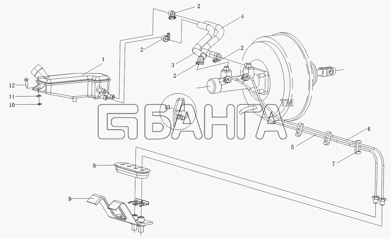 Foton Foton-BJ1049 Схема Вакуумный усилитель тормозов-89 banga.ua