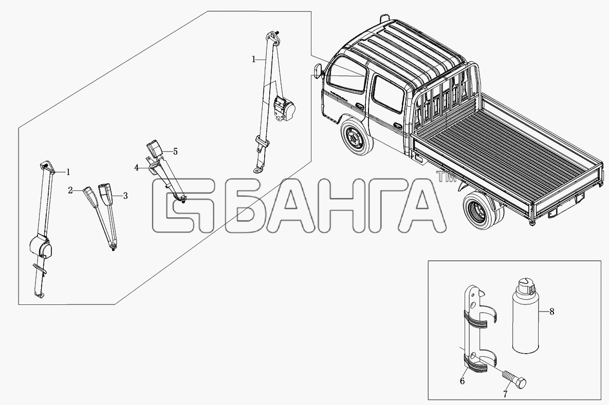 Foton Foton-BJ1049 Схема Ремни безопасности огнетушитель-117 banga.ua