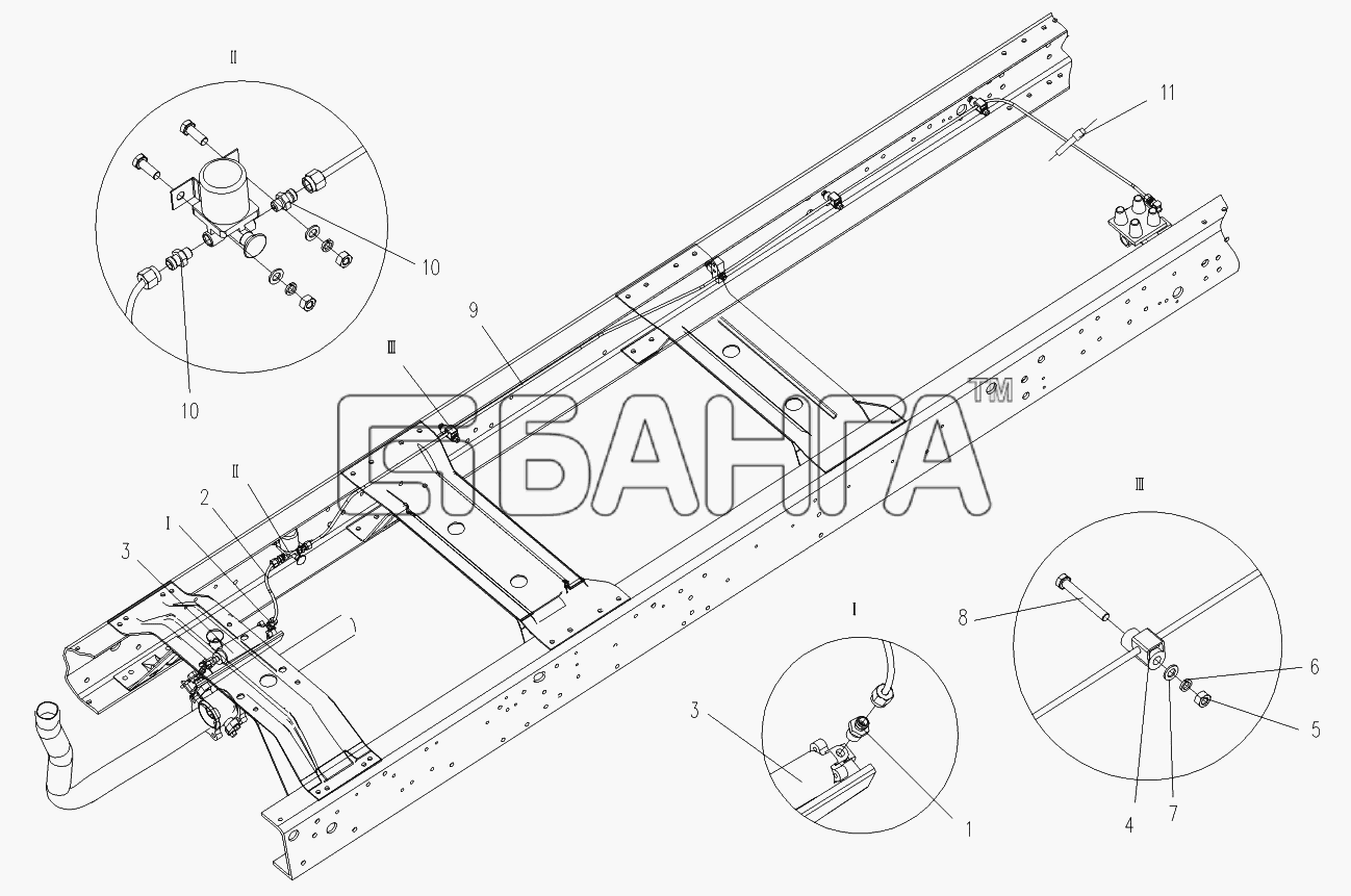Foton Foton-BJ1069 Схема Трубопроводы тормозной системы-105 banga.ua