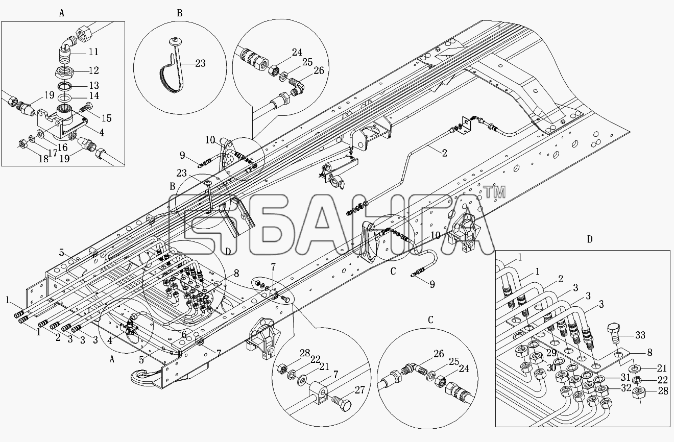 Foton Foton-BJ1099 Схема Трубопроводы тормозной системы-109 banga.ua