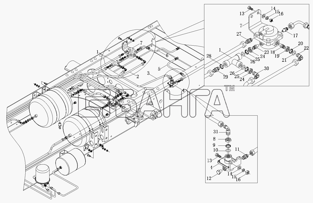 Foton Foton-BJ1099 Схема Трубопроводы тормозной системы-112 banga.ua