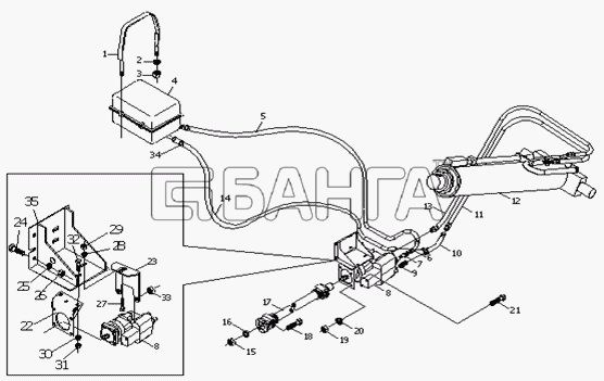 Foton Foton-BJ3251DLPJB Схема Lifting mechanism hydraulic system-162