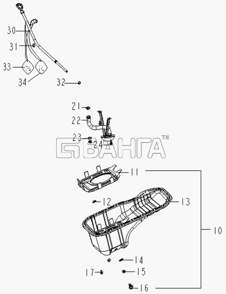 Geely Geely CK Схема OIL STRAINER AND OIL PAN COMPONENTS-107 banga.ua