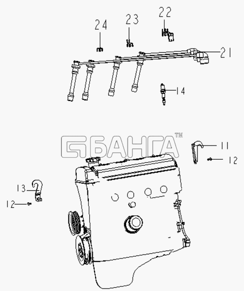 Geely Geely CK Схема IGNITION CABLE ASSEMBLY-115 banga.ua