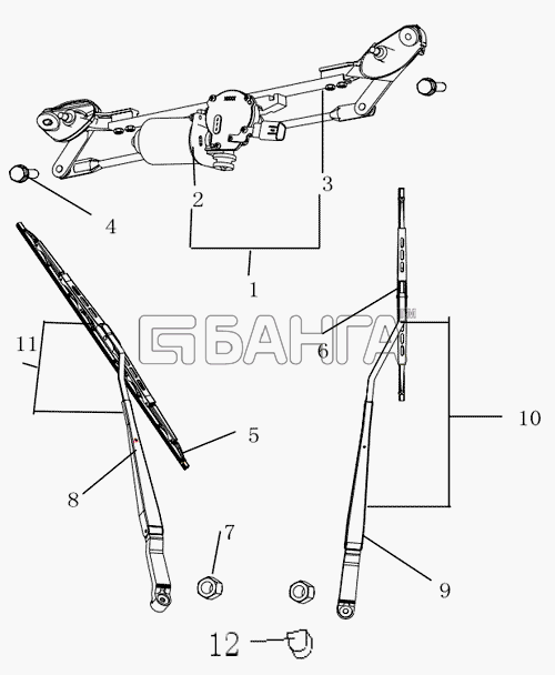 Geely Geely MK Схема FRONT WINDSHIELD WIPER-189 banga.ua