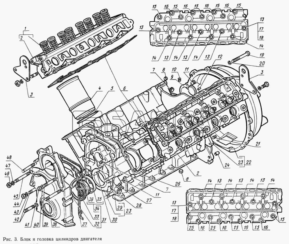 ГАЗ ГАЗ-14 (Чайка) Схема Блок и головка цилиндров двигателя-54