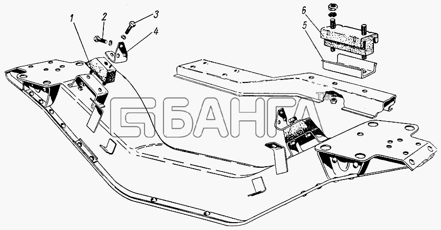 ГАЗ ГАЗ-21 (каталог 69 г.) Схема Подвеска двигателя-61 banga.ua