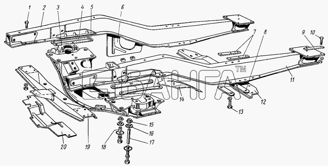 ГАЗ ГАЗ-21 (каталог 69 г.) Схема Рама-98 banga.ua