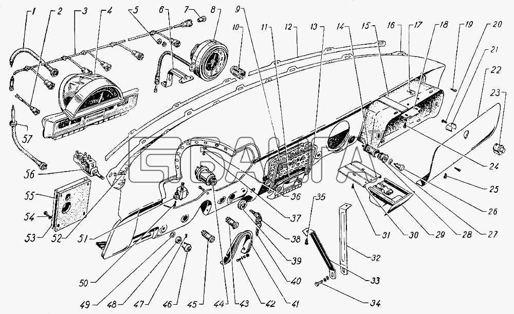 ГАЗ ГАЗ-21 (каталог 69 г.) Схема Панель приборов-133 banga.ua