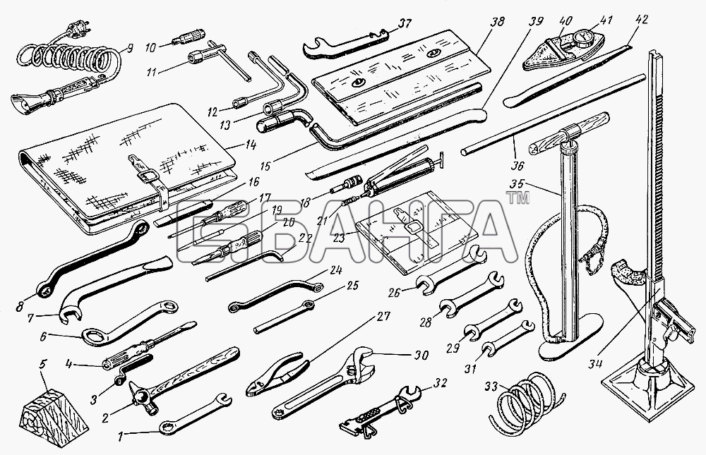 ГАЗ ГАЗ-21 (каталог 69 г.) Схема Инструмент и принадлежности-137