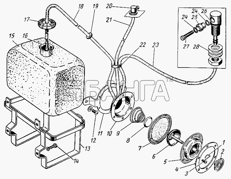 ГАЗ ГАЗ-21 (каталог 69 г.) Схема Установка опрыскивателя ветрового