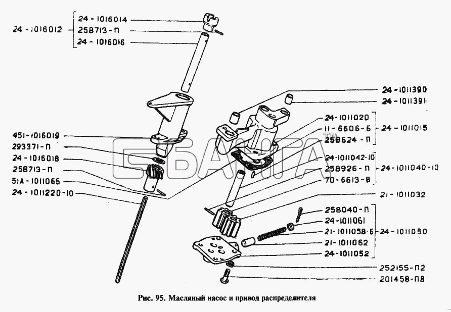 ГАЗ ГАЗ-24 Схема Масляный насос и привод распределителя-60 banga.ua
