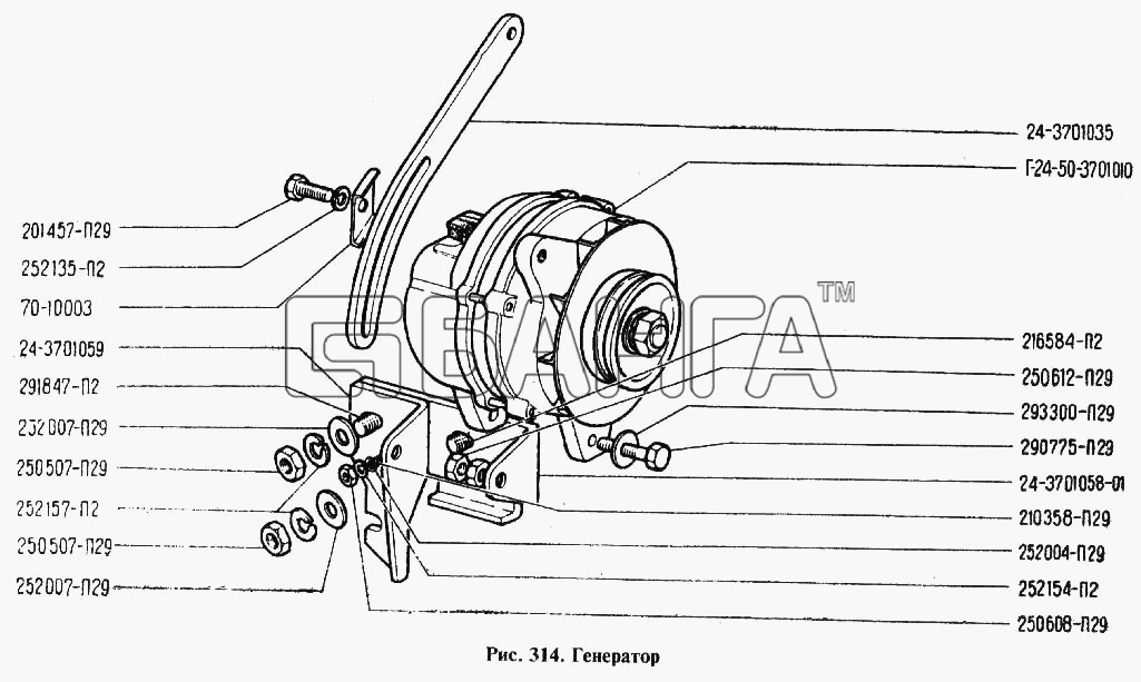 ГАЗ ГАЗ-24 Схема Генератор-136 banga.ua
