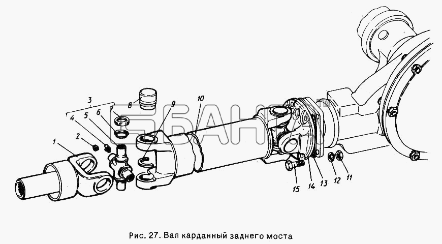 ГАЗ ГАЗ-24-10 Схема Вал карданный заднего моста-74 banga.ua