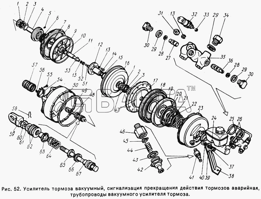 ГАЗ ГАЗ-24-10 Схема Усилитель тормоза вакуумный сигнализация banga.ua