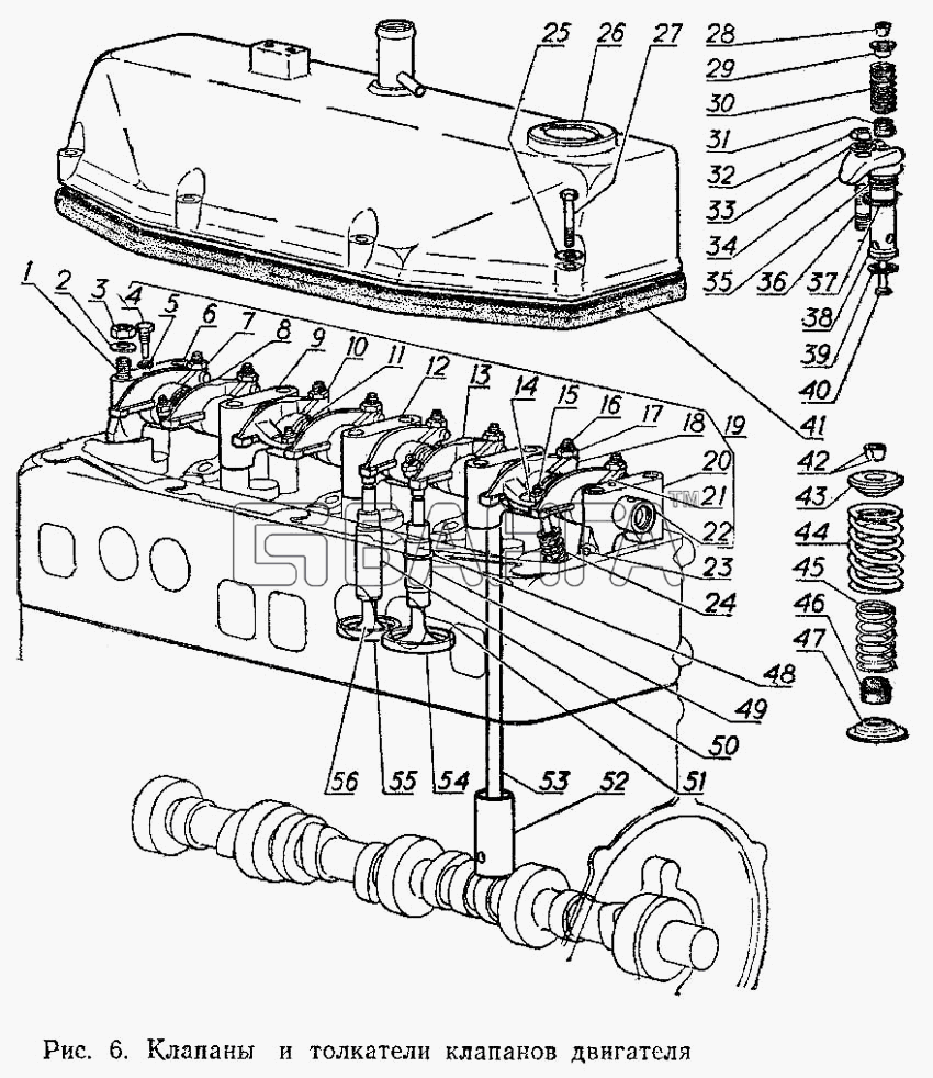 ГАЗ ГАЗ-3102 Схема Клапаны и толкатели клапанов двигателя-45 banga.ua