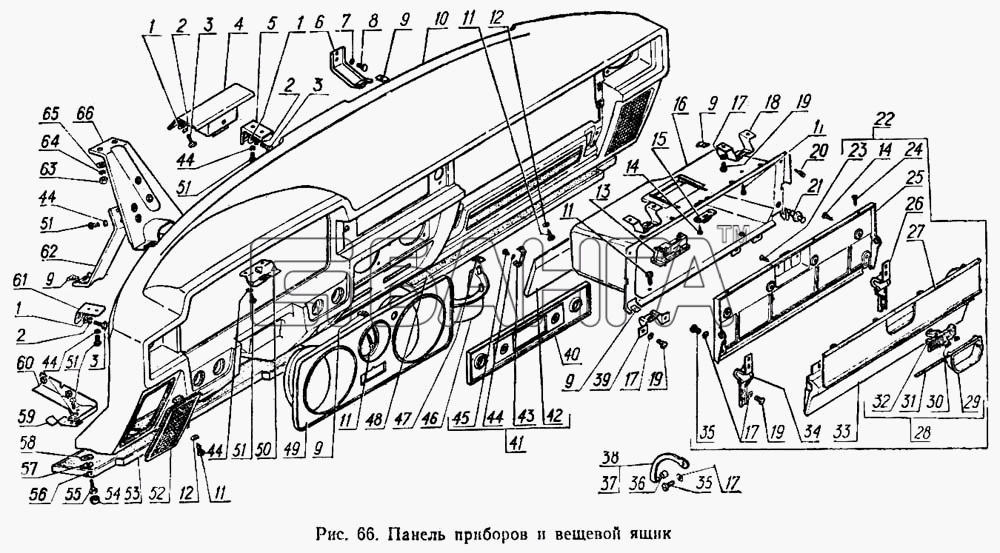ГАЗ ГАЗ-3102 Схема Панель приборов и вещевой ящик-9 banga.ua