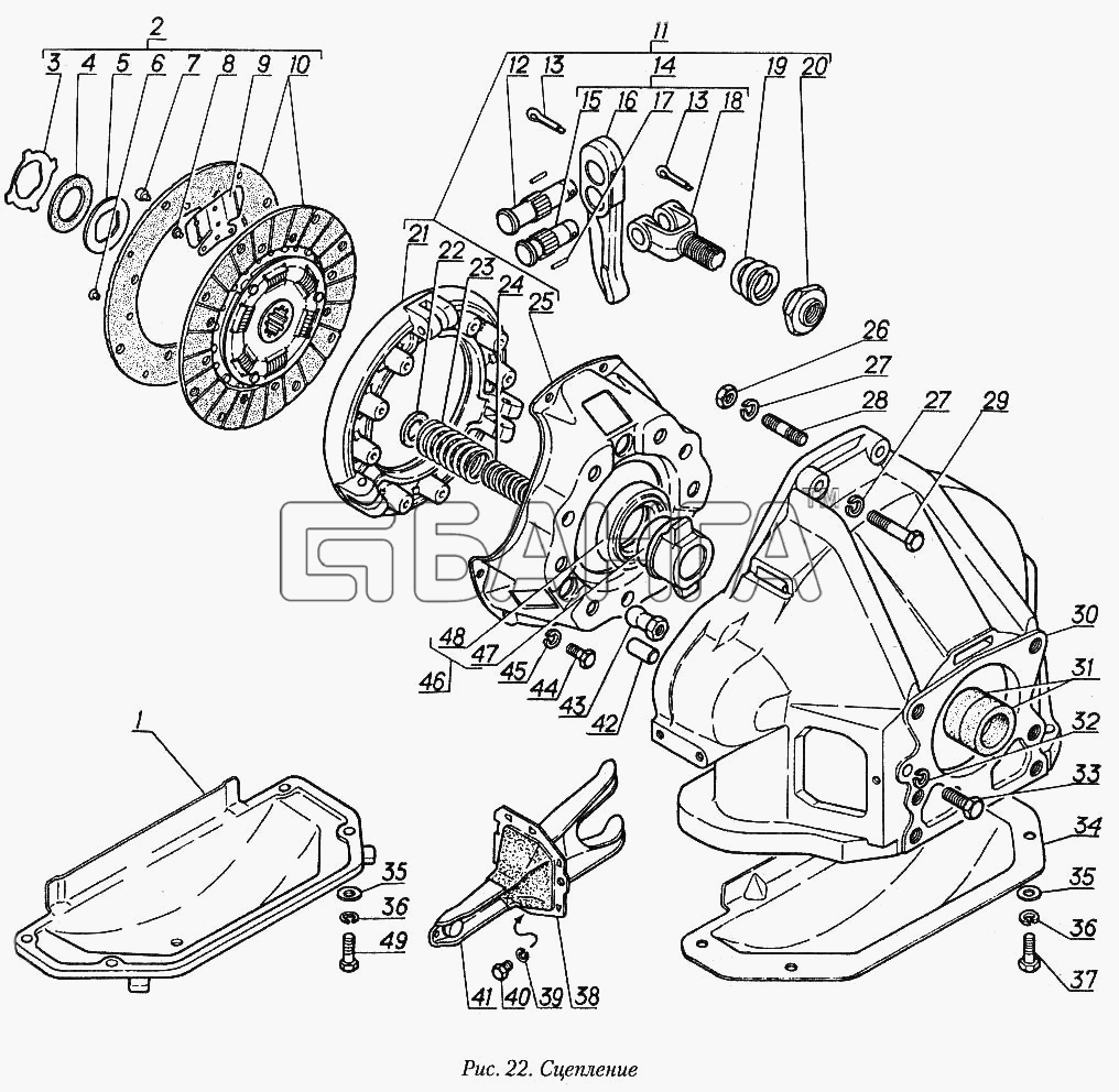 ГАЗ ГАЗ-31029 Схема Сцепление-64 banga.ua