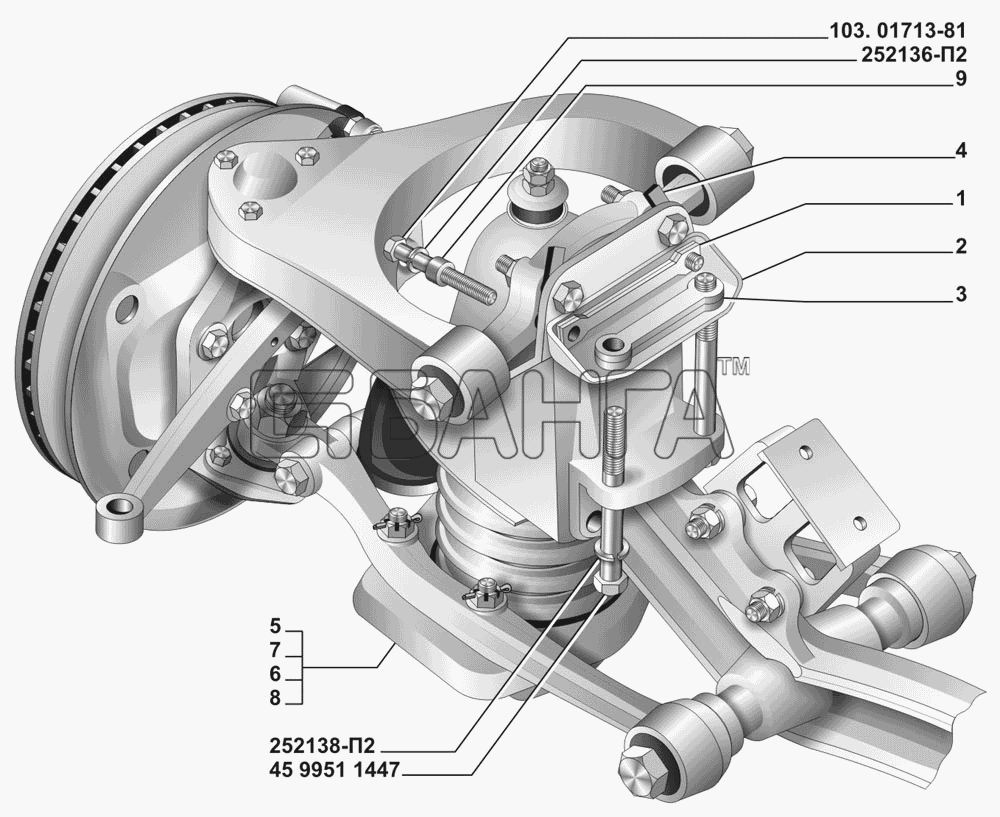 ГАЗ ГАЗ-3102 3110 (дополнение) Схема Установка передней подвески-10
