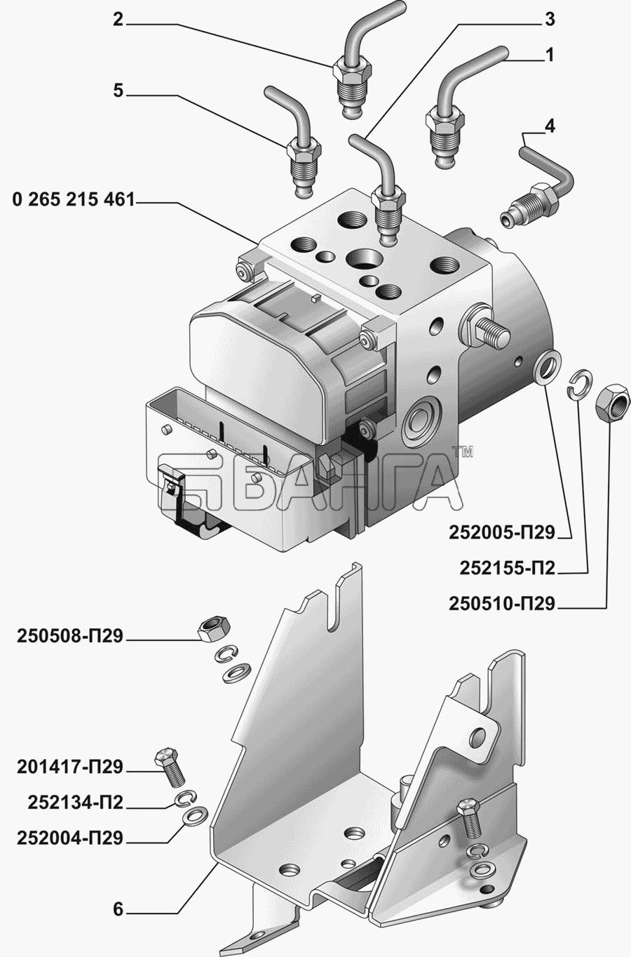 ГАЗ ГАЗ-3102 3110 (дополнение) Схема Установка гидроагрегата АБС-17