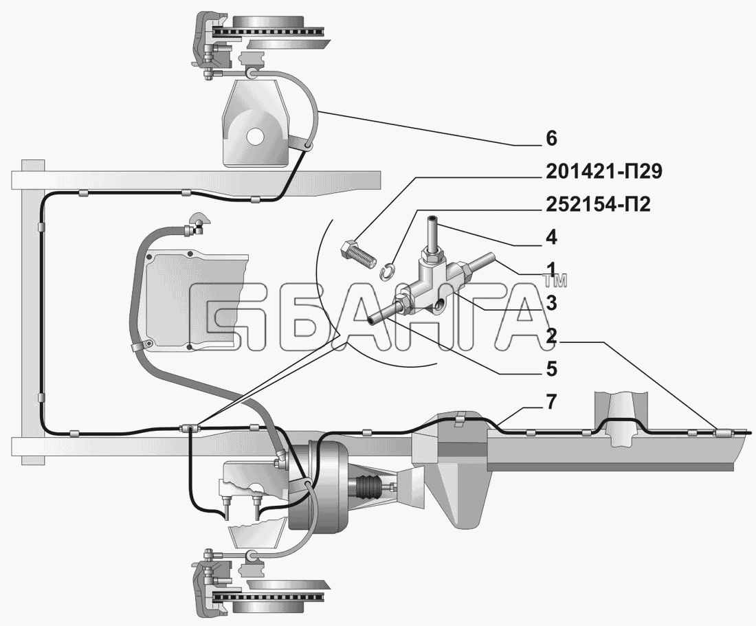 ГАЗ ГАЗ-3102 3110 (дополнение) Схема Установка гидропривода тормозов