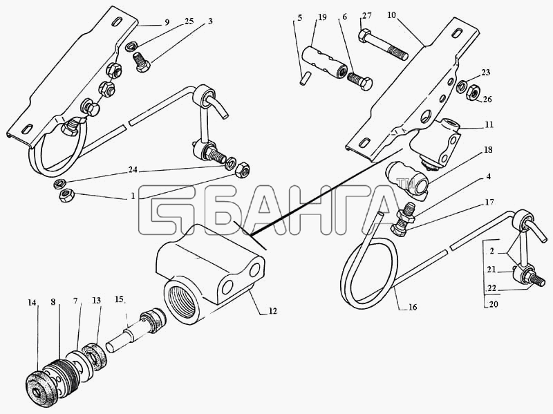 ГАЗ ГАЗ-3111 Схема Регулятор давления тормозов-70 banga.ua