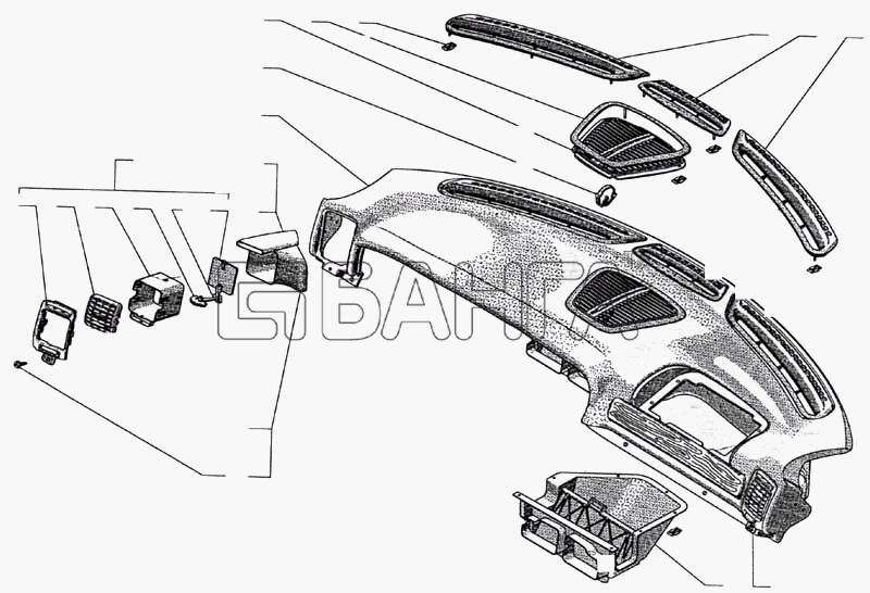 ГАЗ ГАЗ-3111 Схема Панель приборов патрубки вентиляции-12 banga.ua