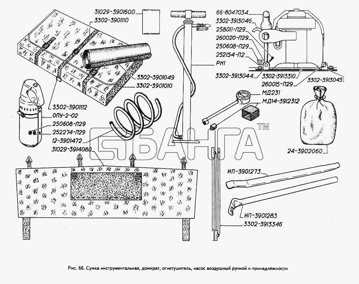 ГАЗ ГАЗ-3302 (ГАЗель) Схема Сумка инструментальная домкрат