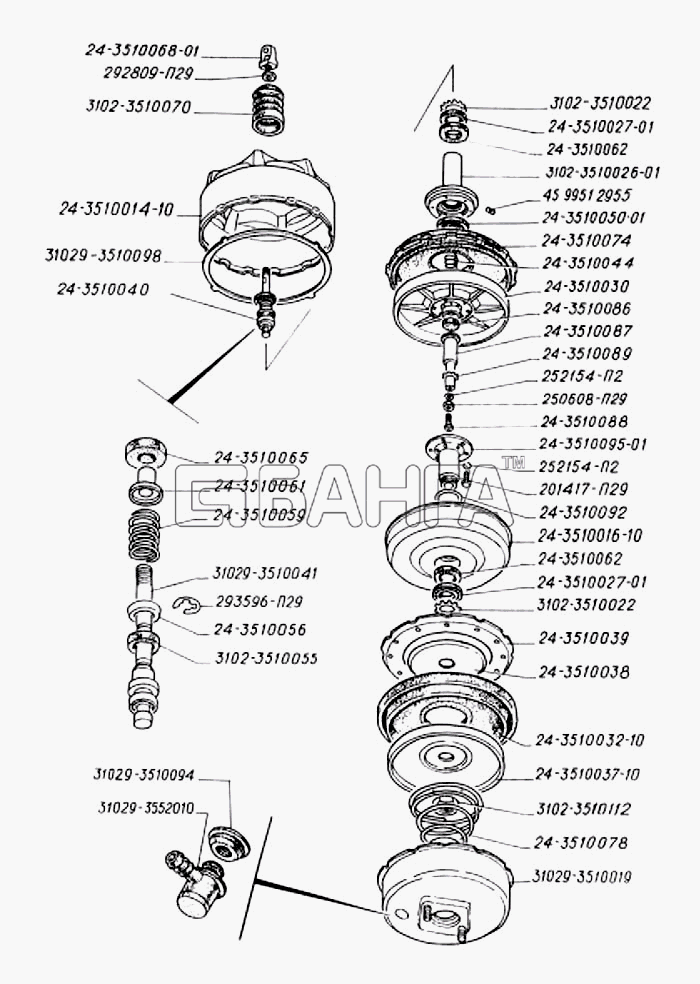 ГАЗ ГАЗ-3302 (2004) Схема Детали вакуумного усилителя тормозов-136